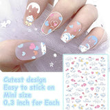 6PCS Mixed Cute Cartoon Nail Stickers for Nail Art, 3D Self-Adhesive Kawaii Nail Charms Anime Nail Decals, Nail Stickers for Women Girls Kids, Nail Gifts