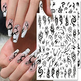 10 Sheets Gothic Nail Stickers 3D Self-Adhesive Snake Nail Art Stickers Black White Rose Flower Eye Fishbone Star Moon Design Nail Art Decorations Butterfly Nail Decals for Women Acrylic Nail Supplies