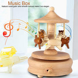 Fdit Carousel Music Box Wooden Merry-Go-Round Horse Musical Box Turn Horse Shaped Wood Crafts Birthday Home Decor
