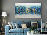 AMEI Art Paintings,24x48Inch 3D Hand Painted on Canvas Teal Blue Rhapsody Abstract Paintings Seascape Artwork Simple Modern Home Decor Textured Oil Painting Stretched and Framed Ready to Hang