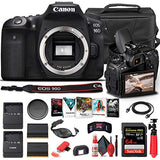 Canon EOS 90D DSLR Camera (Body Only) (3616C002) + 64GB Memory Card + Case + Corel Photo Software + LPE6 Battery + External Charger + Card Reader + HDMI Cable + Deluxe Cleaning Set + More (Renewed)