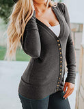 Traleubie Women's Long Sleeve V-Neck Button Down Knit Open Front Cardigan Sweater Charcoal M