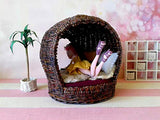 1/6 Scale Dollhouse Furniture, Wicker Cocoon Chair. Miniature Garden Hutch BJD