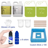 Silicone Mold Making Kit - 144oz Translucent Liquid Silicone Rubber 15A with Silicone Pigment, Bricks - Fast Cured 1:1 Mixing Ratio Silicone Casting for Making Silicone Resin Molds - with Instructions