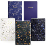 Arteza Pocket Notebooks, Set of 5, 5 x 8 Inches, 40 Sheets Each, Constellation Designs, 2 Dotted, 2 Ruled, and 1 Blank Softcover Journal with Smooth Paper, Art Supplies for Writing and Sketching