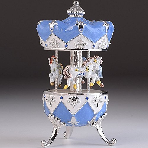 Blue Carousel with music vintage circus style