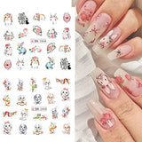 Easter Nail Art Stickers Bunny Water Transfer Nail Stciker Decal Cute Rabbits Egg Bunny Carrot Nail Design Nail Art Supplies for Acrylic Nail Easter Day Nail Decal for Women Kids Manicure Decor 12sheets