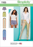 Simplicity Easy-to-Sew Pattern 1165 Misses Slim Pull-on Pants, Long, or Short Shorts Sizes 6-8-10-12-14