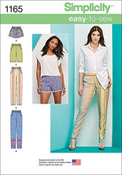 Simplicity Easy-to-Sew Pattern 1165 Misses Slim Pull-on Pants, Long, or Short Shorts Sizes 6-8-10-12-14