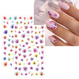 JMEOWIO 10 Sheets Spring Flower Nail Art Stickers Decals Self-Adhesive Pegatinas Uñas Summer Sunflower Leaves Nail Supplies Nail Art Design Decoration Accessories