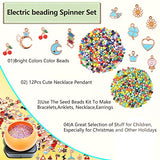 Aizami Electric Bead Spinner for Jewelry Making,Adjustable Waist Bead Spinner Kit with 600Pcs,12pcs Cute Pendant,2Pcs Large Eye Beading Needles for Earrings Necklaces DIY Making