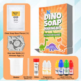 B8HI Soap Making Kit for Kids - Dino DIY Soap Making Kit for 6+ Ages - Melt & Pour Soap Kit with All Supplies - STEM Activity Craft Plus Reusable Mold