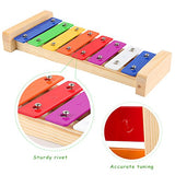 WEfun Xylophone for Kids,Wooden Musical Toy with Clear Tuned Metal Keys,2 Child-Safe Plastic Mallets and a Whistle for Music-Making Fun