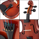 Sonart Full Size 4/4 Solid Wood Violin for Beginners, Acoustic Starter Kit with Hard Case, Rosin, Bridge, Bow, Violin Outfit Set, Gift for Kids Students