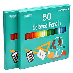 Rarlan Colored Pencils Bulk, Pre-sharpened Colored Pencils for Kids, 50 Assorted Colors, Pack of 2, 100 Count Coloring Pencils