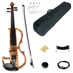 Kinglos 4/4 Solid Wood Advanced Wood Grain Electric / Silent Violin Kit with Ebony Fittings Full Size (MWDS1903)