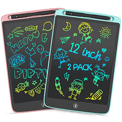 HAPPYMATE Kids Toys Writing Tablet for Kids,2 Pack 12 Inch Colorful Kids Doodle Pad Writing Tablet Erasable Drawing Board,Kids Easter Day Gifts for 3 4 5 6 7 8 9 14 Year Old Girls Boys(Blue and Pink)