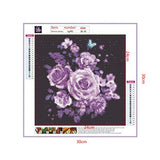 Flower Diamond Painting Kits for Adults, 5D Crystal Diamonds Art with Accessories Tools, Purple Rose Picture DIY Arts Dots Craft for Home Décor, Ideal Gift for Friends or Self Painting