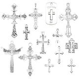 Korlon 30 Pcs Crosses Charms Antique Silver Cross Crucifix Pendants Jewelry Findings for DIY