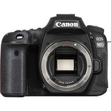 Canon EOS 90D DSLR Camera (Body Only) (3616C002) + 64GB Memory Card + Case + Corel Photo Software + LPE6 Battery + External Charger + Card Reader + HDMI Cable + Deluxe Cleaning Set + More (Renewed)