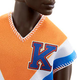 Barbie Fashionistas Ken Fashion Doll with Twisted Black Hair, Orange Athletic Jersey, Shorts & White Sneakers