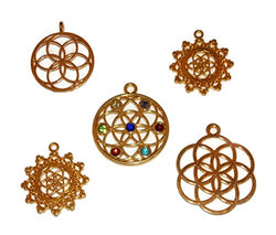 5 Pack of Gold Tone Flower of Life Charm Pendants – Old School Geekery TM Brand Jewelry Making