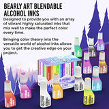 Bearly Art Alcohol Ink - The Colorful Collection - Blendable Rainbow Alcohol Inks Set - 0.5 fl oz (15 ml) Bottles - 12 Colorful Colors - Includes Blending Solution - Acid Free Formula