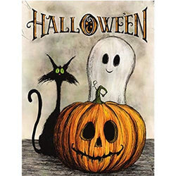SKRYUIE 5D Diamond Painting Halloween Ghost Pumpkin Cat Full Drill by Number Kits, DIY Craft Paint with Diamonds Arts Embroidery Cross Stitch Decorations (12x16inch)