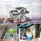 sofulaile Miniature Dollhouse Kit Tools DIY Beginner Provence Modern Style Lighted Exquisite and Beautiful Suitable for Home Decoration, Boy and Girl Gifts