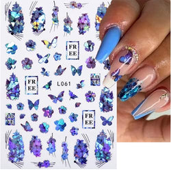 Flower Nail Art Stickers Butterfly Nail Decals Acrylic Nail Design Leaves French Nail Tip Nail Accessories Nail Art Supplies Nail Decorations for Women Girls 6Sheet