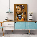 SKRYUIE 5D Full Drill Diamond Painting Smiling Little African Girl by Number Kits, Paint with Diamonds Arts Embroidery DIY Craft Set Arts Decorations (12x16 inch)