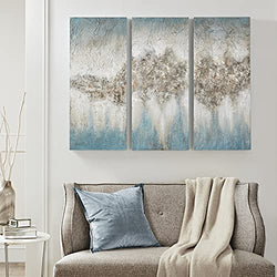 Madison Park Blue Embellished Hand Painted Luminous Wall Art-Canvas, 15" W x 35" H x 1. 5" D (3)