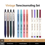 Writech Journaling Pens Set, Includes 4 Retractable Highlighters, 4 Retractable Gel Ink Pens, and 4 Brush Pens, No Bleed Assorted Colors, 12-Count (Vintage Set)