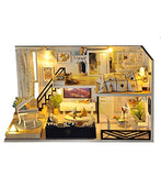 WYD DIY Warm Loft Doll House Handmade Wooden Dollhouse with Furniture Kits LED Light Creative Gift