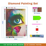 HUIMEI 5D Diamond DIY Painting Kits for Adults Butterfly Eye Diamond Painting Kits for Full Drill Round Diamond Art Kits for Home Wall Decor (Butterfly Eye, 12"×16")