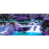 DIY 5D Diamond Art by Number Kit, Waterfall Scenic Full Crystal Rhinestone Diamond Embroidery Paintings Cross Stitch Perfect for Relaxation and Home Wall Decor 20x60in Square Drill T-69