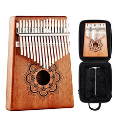 Kalimba 17 Key Thumb Piano - Kithouse Kalimba Thumb Finger Piano 17 Keys Mbira - Include Kalimba Case, Music Song Book, Tuning Hammer (Mandala Flower)