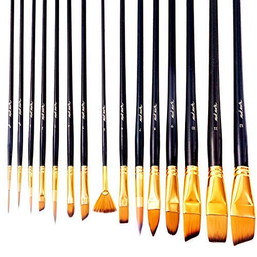 Art Paint Brushes Set by Mont Marte, Great for Watercolor, Acrylic, Oil-15 Different Sizes Nice