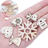 N&T NIETING 50pcs Snowflake + 50pcs DIY Unfinished Wooden Cutouts Christmas Ornaments for Kids Tree