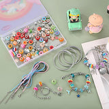 131 Pcs Charm Bracelet Making Kit, Funtopia Jewelry Making Kit, Bracelet Making Set with Mermaid & Bow Knot & Crown & Star & Rainbow & Flowers & Four-Leaf Clover & Bling Beads, DIY Art Gifts Crafts for Girls Ages 5-12