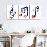 HOMEOART Music Wall Art Music Note Painting Picture Canvas Prints Framed Gallery Wrapped Music Lover Gifts 12x16inchx3 Panels