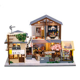 Dollhouse Miniature with Furniture, DIY Wooden Doll House Kit Japanese-Style Plus Dust Cover and Music Movement, 1:24 Scale Creative Room Idea Best Gift for Children Friend Lover (First Dreams)