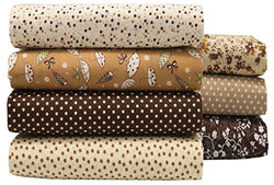 OZXCHIXU 7PCS/lot Coffee Series Floral Cotton Fabric Quilting Patchwork Fabric Fat Quarter Bundles Fabric for Scrapbooking Cloth Sewing DIY Crafts Handmade Bags Pillows 19.7X19.7inches