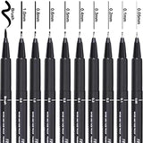 Precision Micro-Line Pens, Set of 10 Black Micro-Pen Fineliner Calligraphy Pens, Waterproof Archival Ink Multiliner Pens for Artist Illustration, Sketching, Technical Drawing, Manga, Scrapbooking