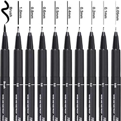 Precision Micro-Line Pens, Set of 10 Black Micro-Pen Fineliner Calligraphy Pens, Waterproof Archival Ink Multiliner Pens for Artist Illustration, Sketching, Technical Drawing, Manga, Scrapbooking