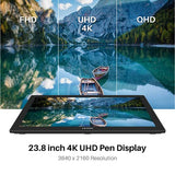 HUION Kamvas Pro 24 4K UHD Graphics Drawing Tablet with Full-Laminated Screen Anti-Glare Glass 140% sRGB - Battery-Free Stylus 8192 Pen Pressure and KD100 Wireless Express Key, 23.8 Inch Black