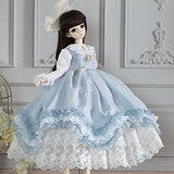 XSHION 1/4 BJD Doll Clothes, Retro Royal Dress Crinoline Skirt Costume Outfit Set for 1/4 Ball Jointed Doll Clothes Dress Up Accessories - Light Blue