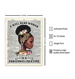 African American Wall Art - Classroom Decor - Never Underestimate a Girl With a Book - Black Woman Poster - African American Girl Women, Black Women - Motivational Wall Decor - Black Art