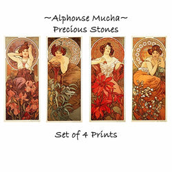 Artdash® Brand Premium Art Nouveau Reproductions (set of 4 prints): PRECIOUS STONES by A.Mucha