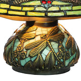 10" H Stained Glass Mini Dragonfly Table Lamp w/ Mosaic Base